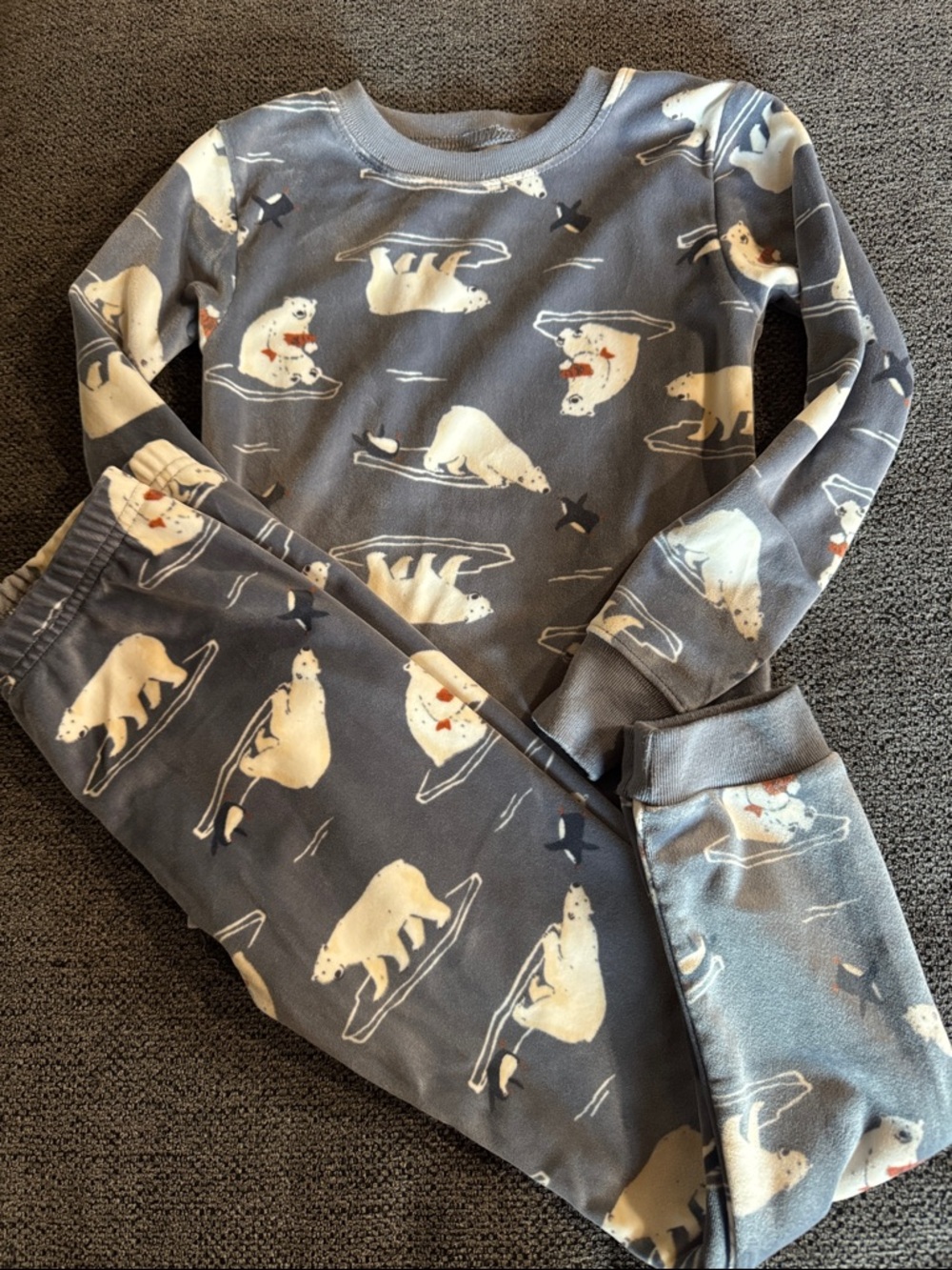 Carter's Grey Polar Bear Print Kids Pajama Set